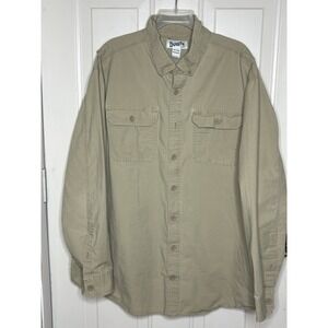 Duluth Trading Co Long Sleeve Button Down Shirt Mens 2X Tall Tan Work Relaxed
